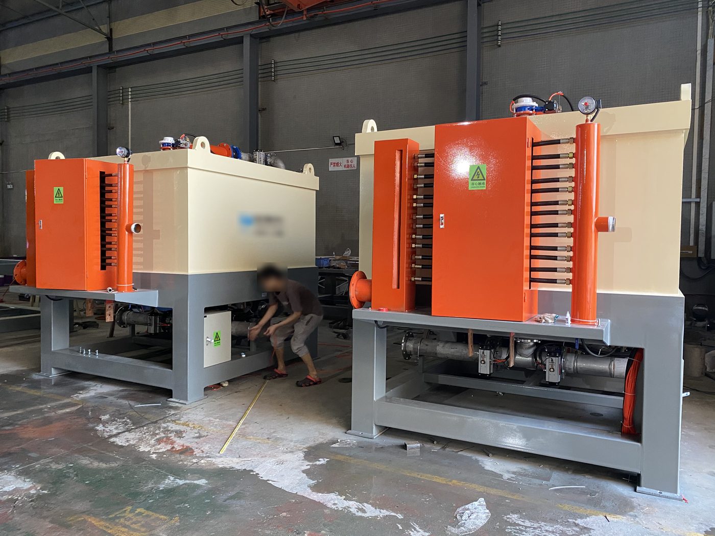 Electromagnetic slurry separators in our workshop